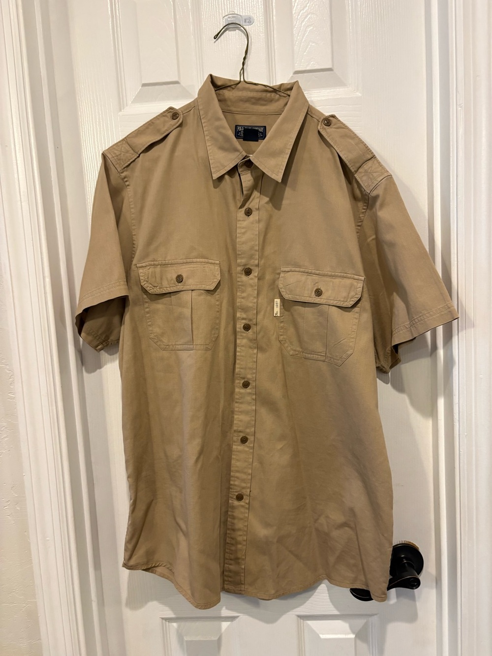 Vintage Polo Jeans Company Ralph Lauren Safari Utility Shirt Mens XL Khaki Cotto